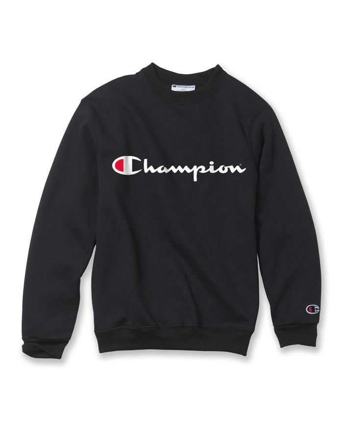 Champion Double Dry Script Logo - Poikien Mustat Collegepaita - Suomi 5790268-DL